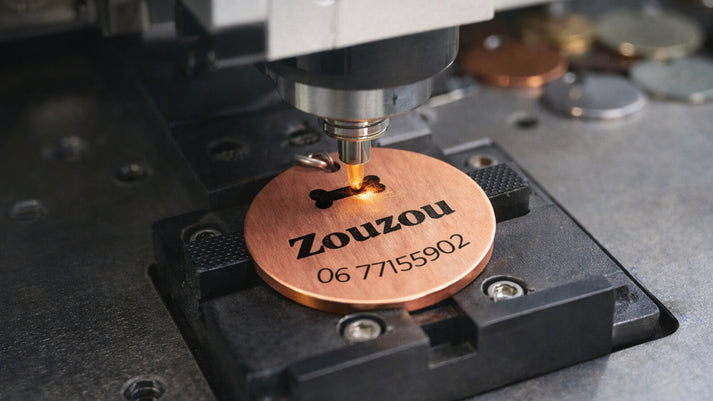 Exemple médaille chien personnalisée gravée informations